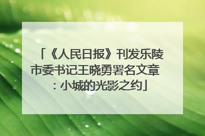 《人民日报》刊发乐陵市委书记王晓勇署名文章：小城的光影之约