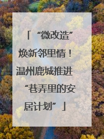 “微改造”焕新邻里情！温州鹿城推进“巷弄里的安居计划”