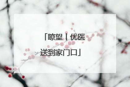 瞭望丨优医送到家门口