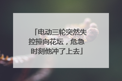 电动三轮突然失控撞向花坛，危急时刻他冲了上去