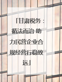 甘肃税务：循法而治 助力民营企业合规经营行稳致远