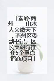 秦岭·商州——山水人文邀天下，商州区委副书记、区长支朝奇推介5个重点招商项目