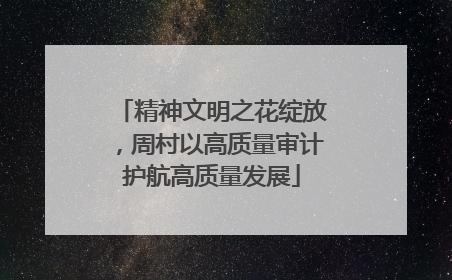精神文明之花绽放，周村以高质量审计护航高质量发展