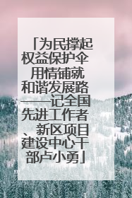 为民撑起权益保护伞 用情铺就和谐发展路——记全国先进工作者、新区项目建设中心干部卢小勇