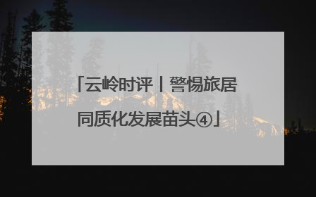 云岭时评丨警惕旅居同质化发展苗头④