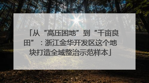 从“高压困地”到“千亩良田”：浙江金华开发区这个地块打造全域整治示范样本