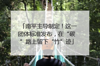 南平主导制定！这一团体标准发布，在“碳”路上留下“竹”迹