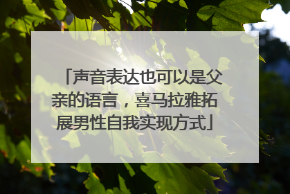 声音表达也可以是父亲的语言，喜马拉雅拓展男性自我实现方式