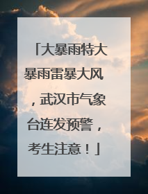 大暴雨特大暴雨雷暴大风，武汉市气象台连发预警，考生注意！