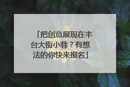 把创意展现在丰台大街小巷？有想法的你快来报名