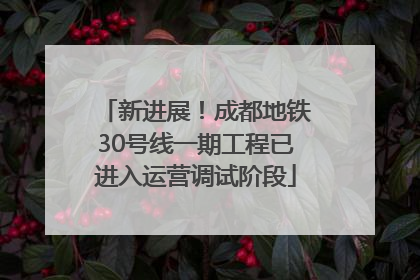 新进展！成都地铁30号线一期工程已进入运营调试阶段