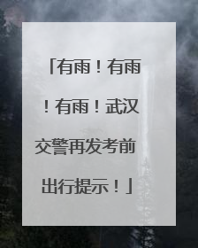 有雨！有雨！有雨！武汉交警再发考前出行提示！