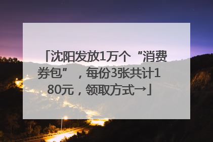 沈阳发放1万个“消费券包”，每份3张共计180元，领取方式→
