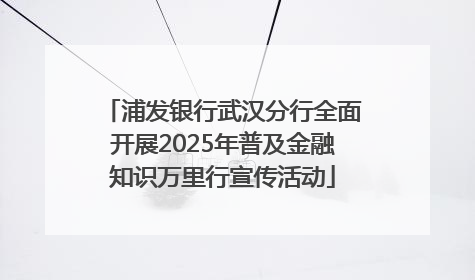 浦发银行武汉分行全面开展2025年普及金融知识万里行宣传活动