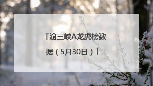 渝三峡A龙虎榜数据（5月30日）