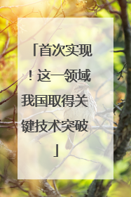 首次实现！这一领域我国取得关键技术突破