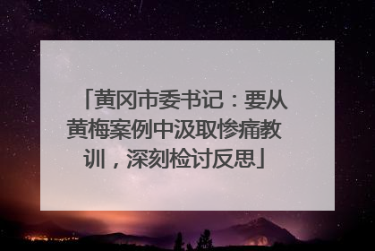 黄冈市委书记：要从黄梅案例中汲取惨痛教训，深刻检讨反思