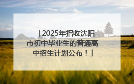 2025年招收沈阳市初中毕业生的普通高中招生计划公布！